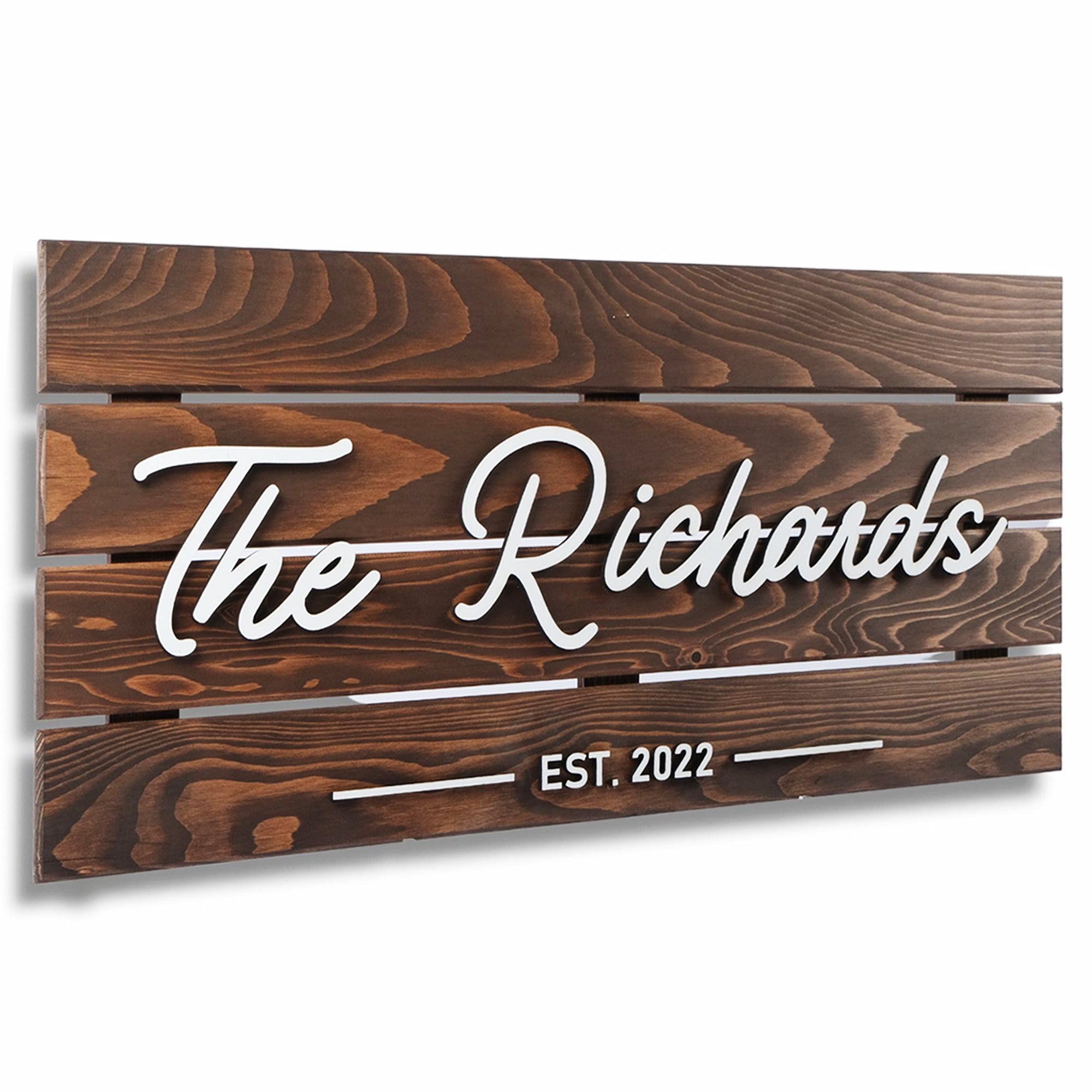 Personalized family name wood sign with established date, a 65th blue sapphire wedding anniversary gift