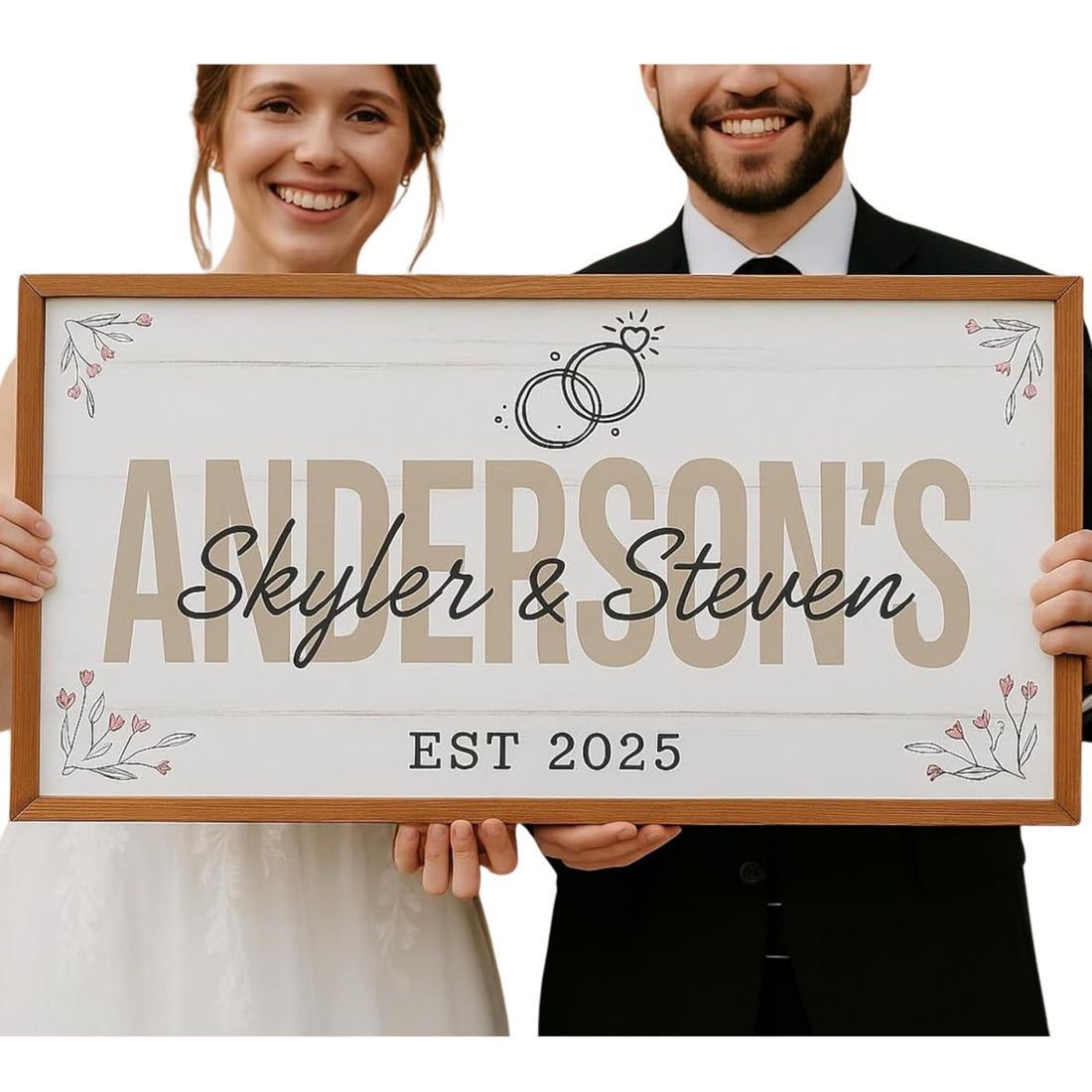 Personalized wedding canvas sign with custom family name, a 46th anniversary gift idea