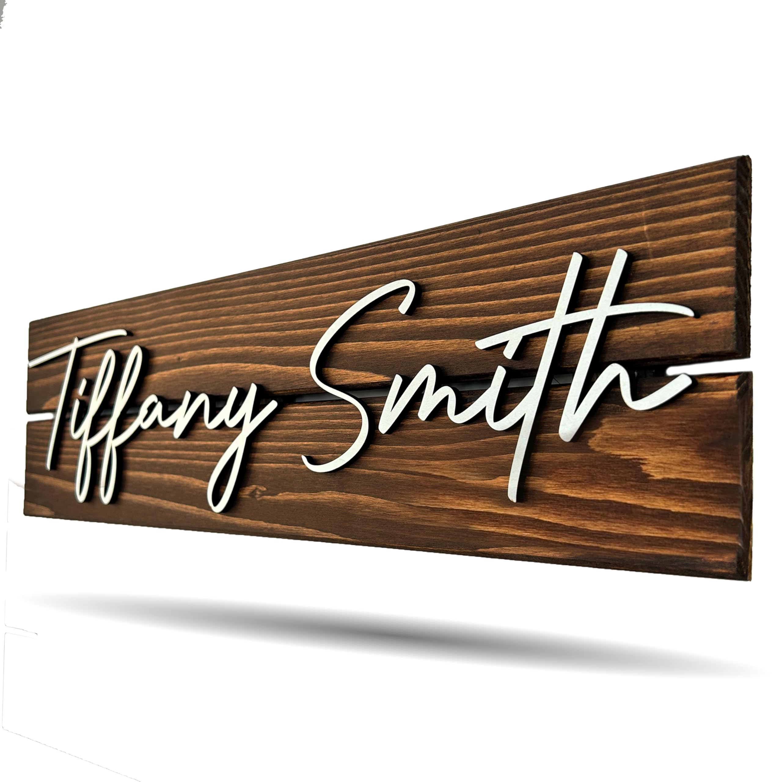Personalized family name wood sign with established date, a first Christmas gift for newlyweds