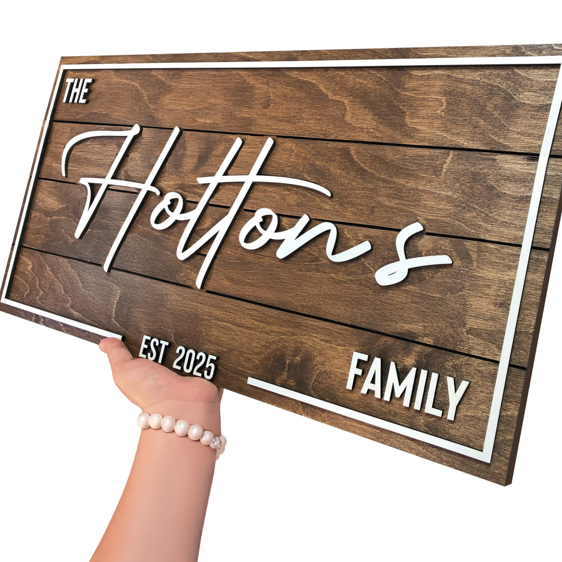 Personalized art deco family name wood sign in a large size, a 49th wedding anniversary gift
