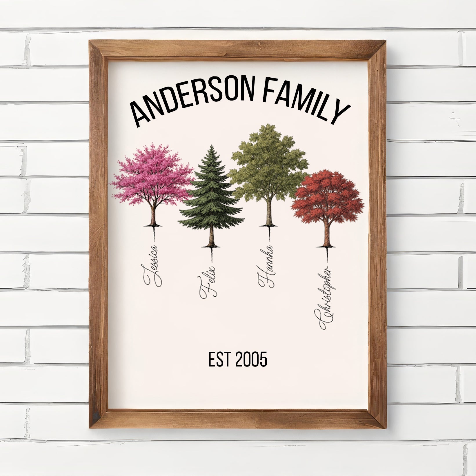 Personalized family tree glass wall art with custom names, a keepsake gift for new grandparents