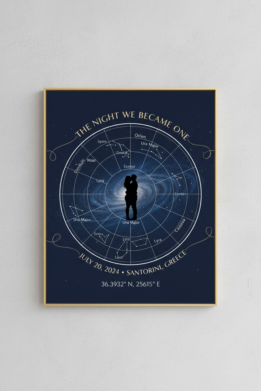 Custom Star Map of Your Wedding Night: A Moment Written in the Stars