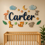 Nursery Name Sign - Custom 3D Wood Jungle Wild One, Baby Shower