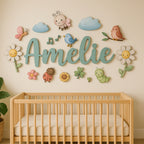 Nursery Name Sign - Custom 3D Wood Forest Friends, Baby Shower