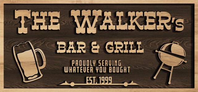 Custom Wood Backyard Bar Sign - Personalized Lounge Decor