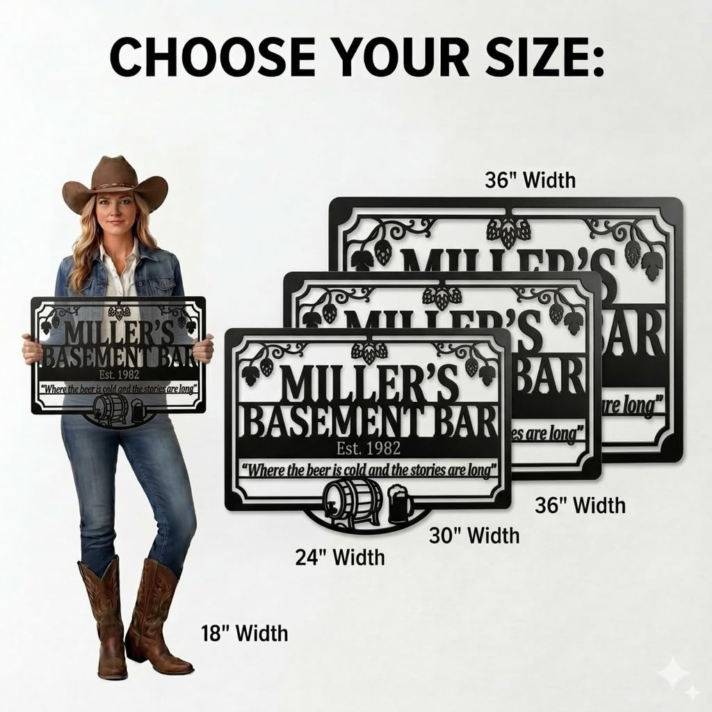 Customizable Metal Bar Sign - Powder-Coated Wall Art