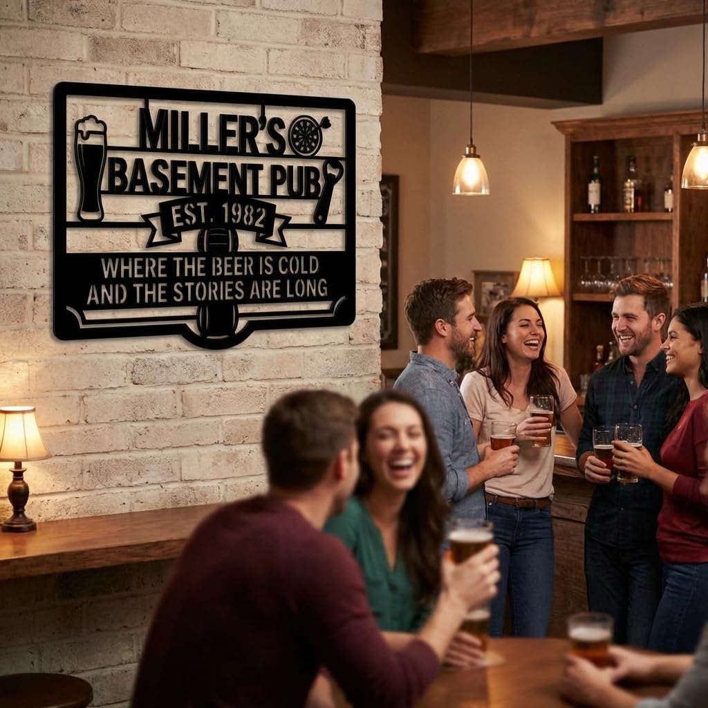 Customizable Metal Bar Sign - Powder-Coated Wall Art
