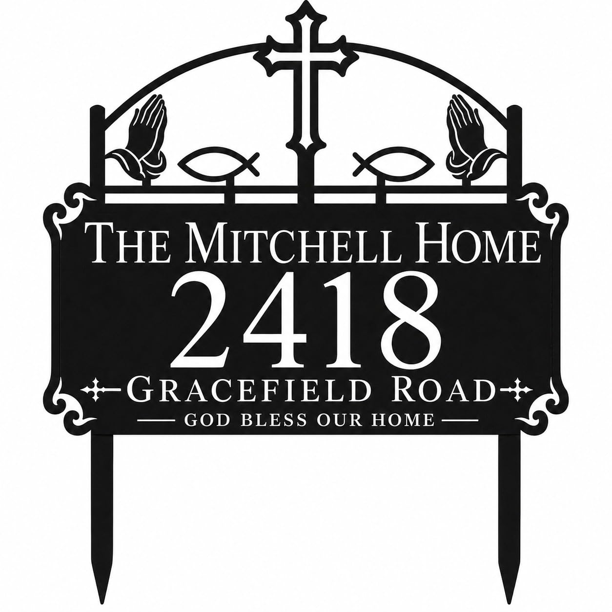 Blessed Home Metal Address Sign