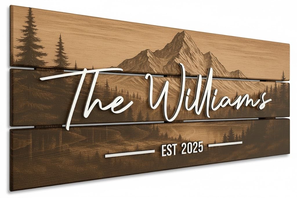 Decorative Wood Family Sign - Coastal Farmhouse Decor