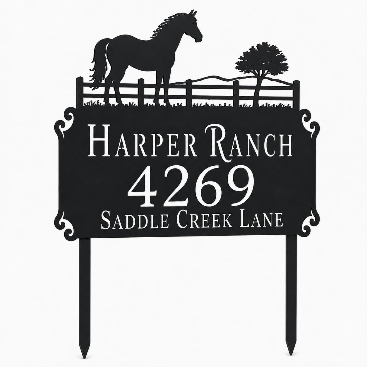 Horse Ranch Metal Address Sign
