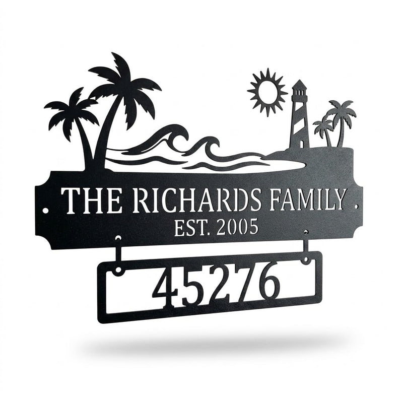 Personalized Metal Family Address Sign - Outdoor Wall Art | Aydan's Unique Finds