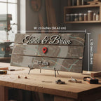 Personalized Map Pallet Sign - Couples Wood Wall Art | Aydan's Unique Finds