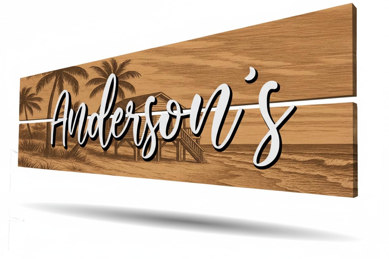 Decorative Wood Family Sign - Coastal Farmhouse Decor | Aydan's Unique Finds