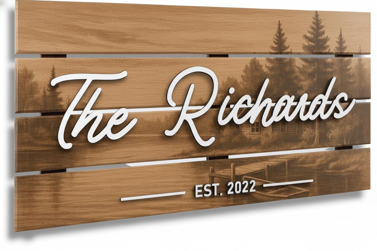 Decorative Wood Family Sign - Coastal Farmhouse Decor