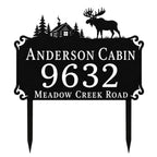 Moose Cabin Metal Address Sign