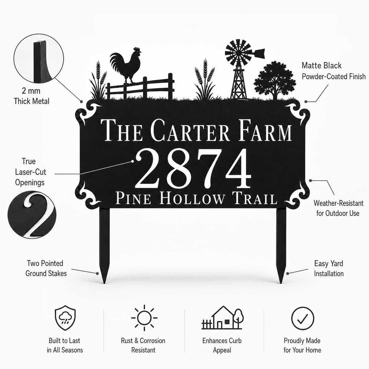 Farmhouse Metal Address Sign