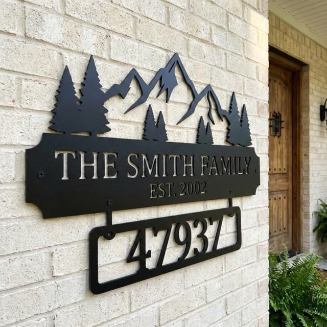 Personalized Metal Family Address Sign - Outdoor Wall Art