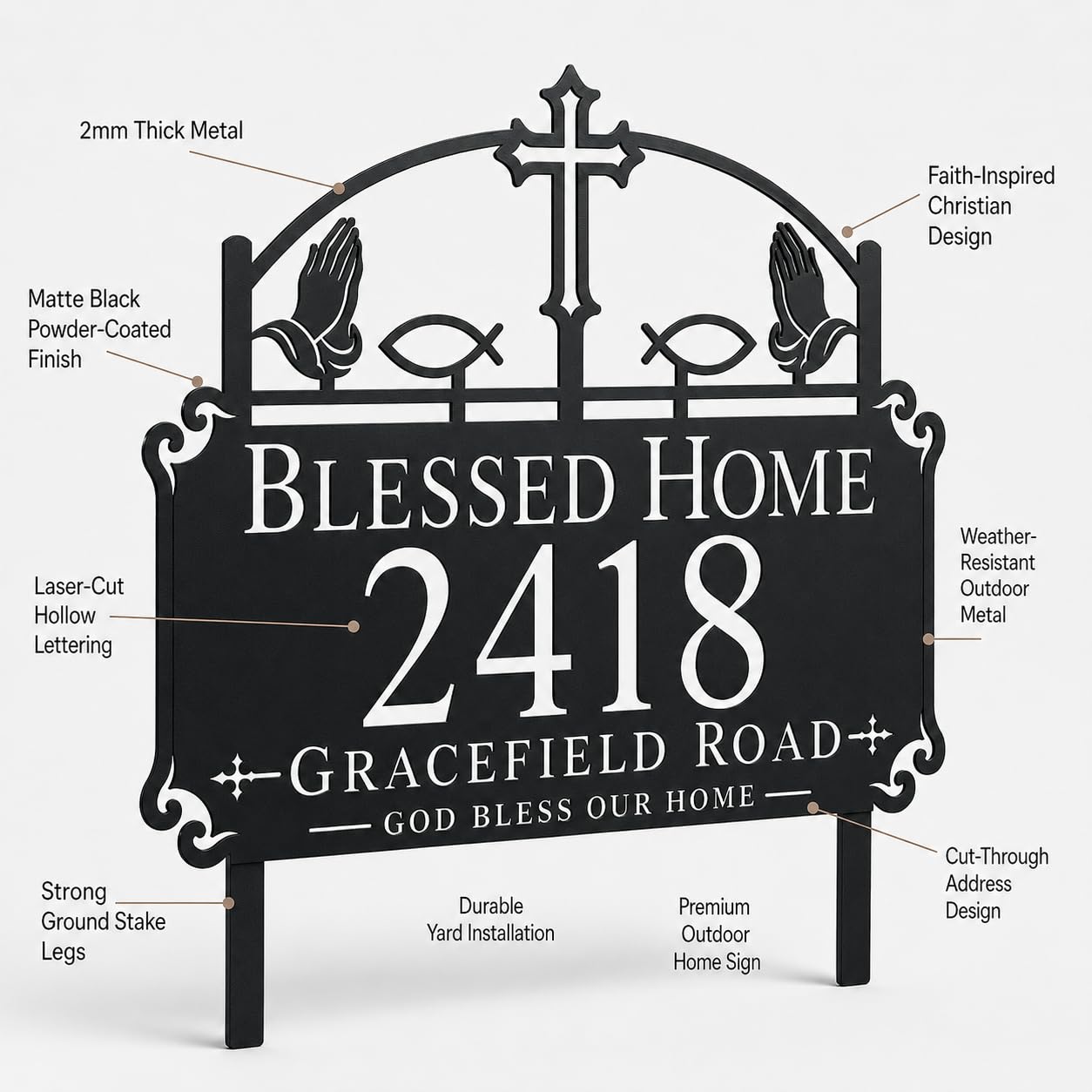 Blessed Home Metal Address Sign