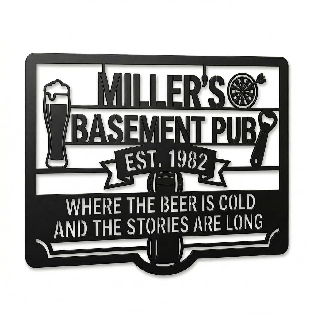 Customizable Metal Bar Sign - Powder-Coated Wall Art