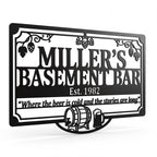 Personalized Metal Bar Sign – Custom Powder-Coated Steel, Man Cave Gift for Dad
