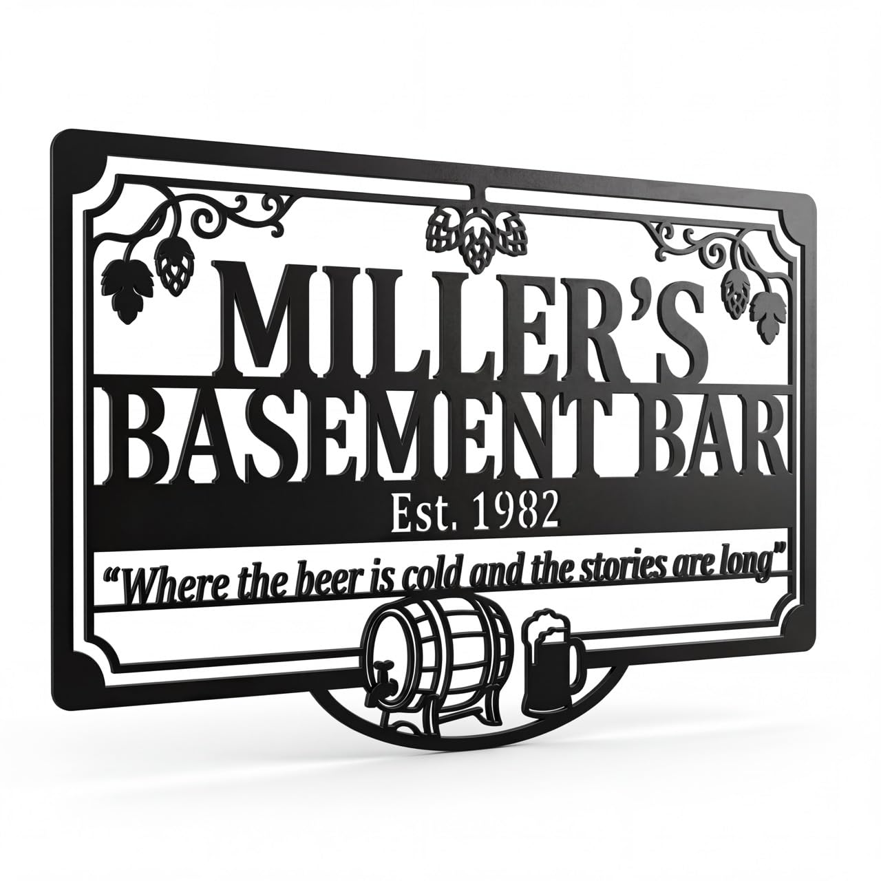 Customizable Metal Bar Sign - Powder-Coated Wall Art