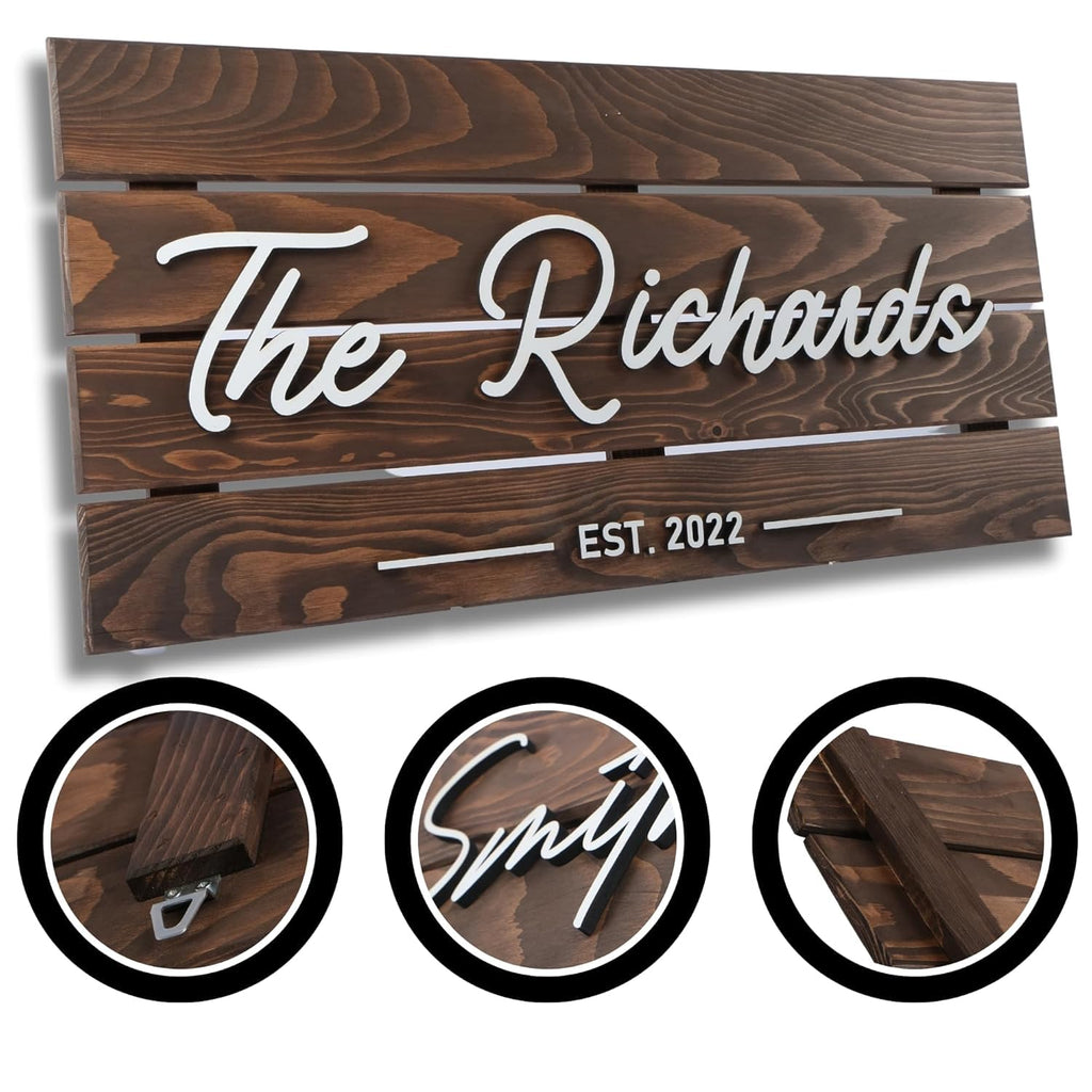 Custom Wood Family Name Sign - Established Date Plaque | Aydan's Unique Finds
