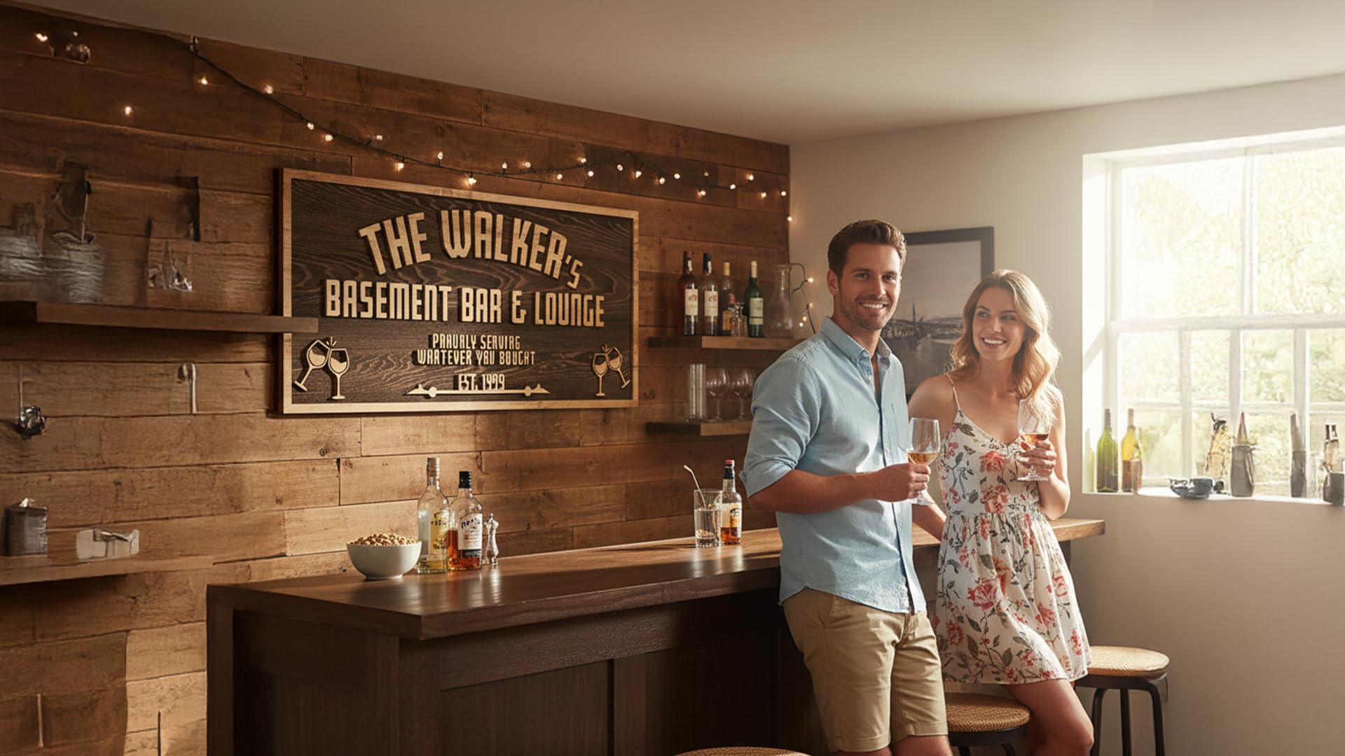 Custom Wood Backyard Bar Sign - Personalized Lounge Decor | Aydan's Unique Finds