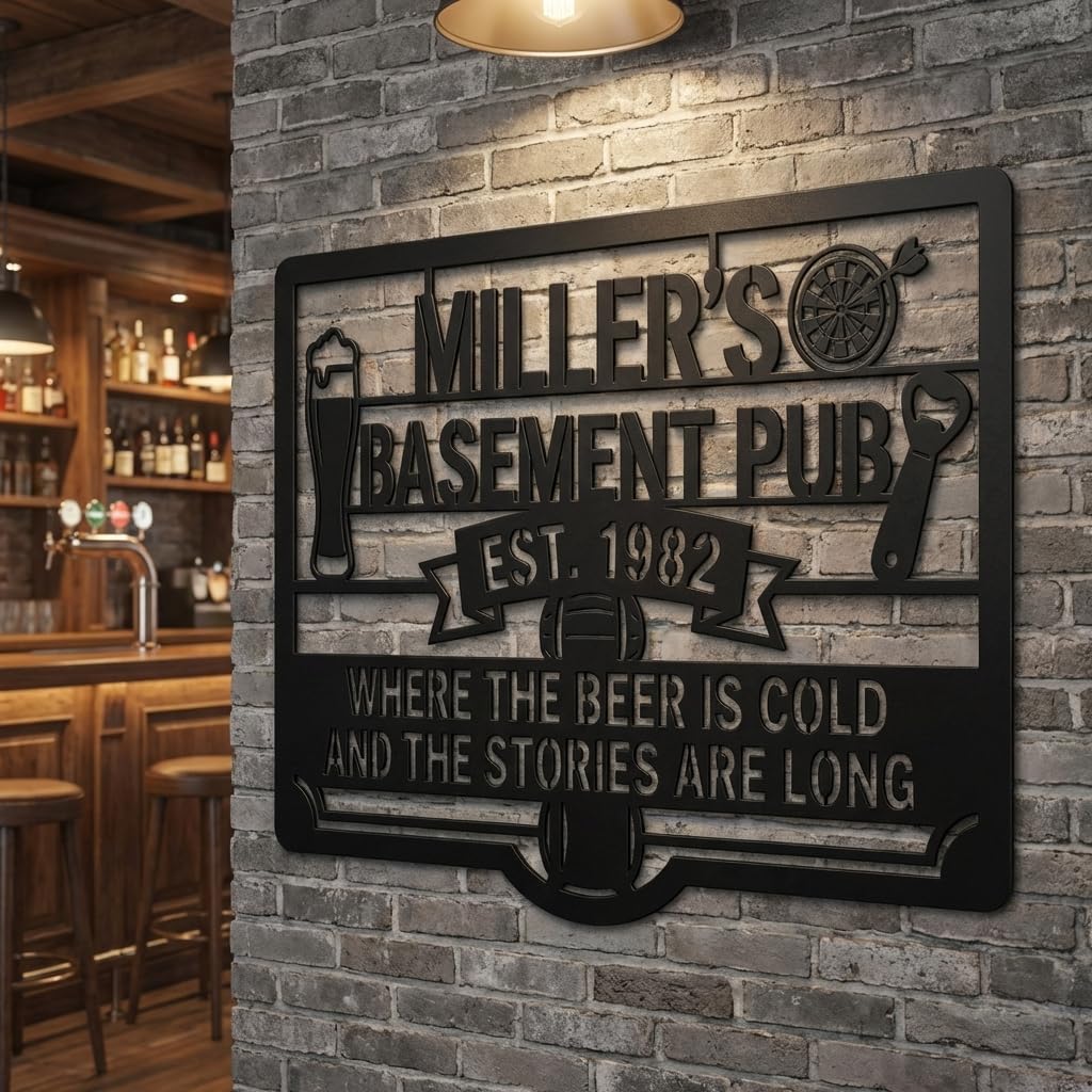 Customizable Metal Bar Sign - Powder-Coated Wall Art