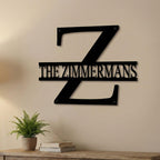 Custom Metal Monogram Family Name Sign - Modern Wall Art
