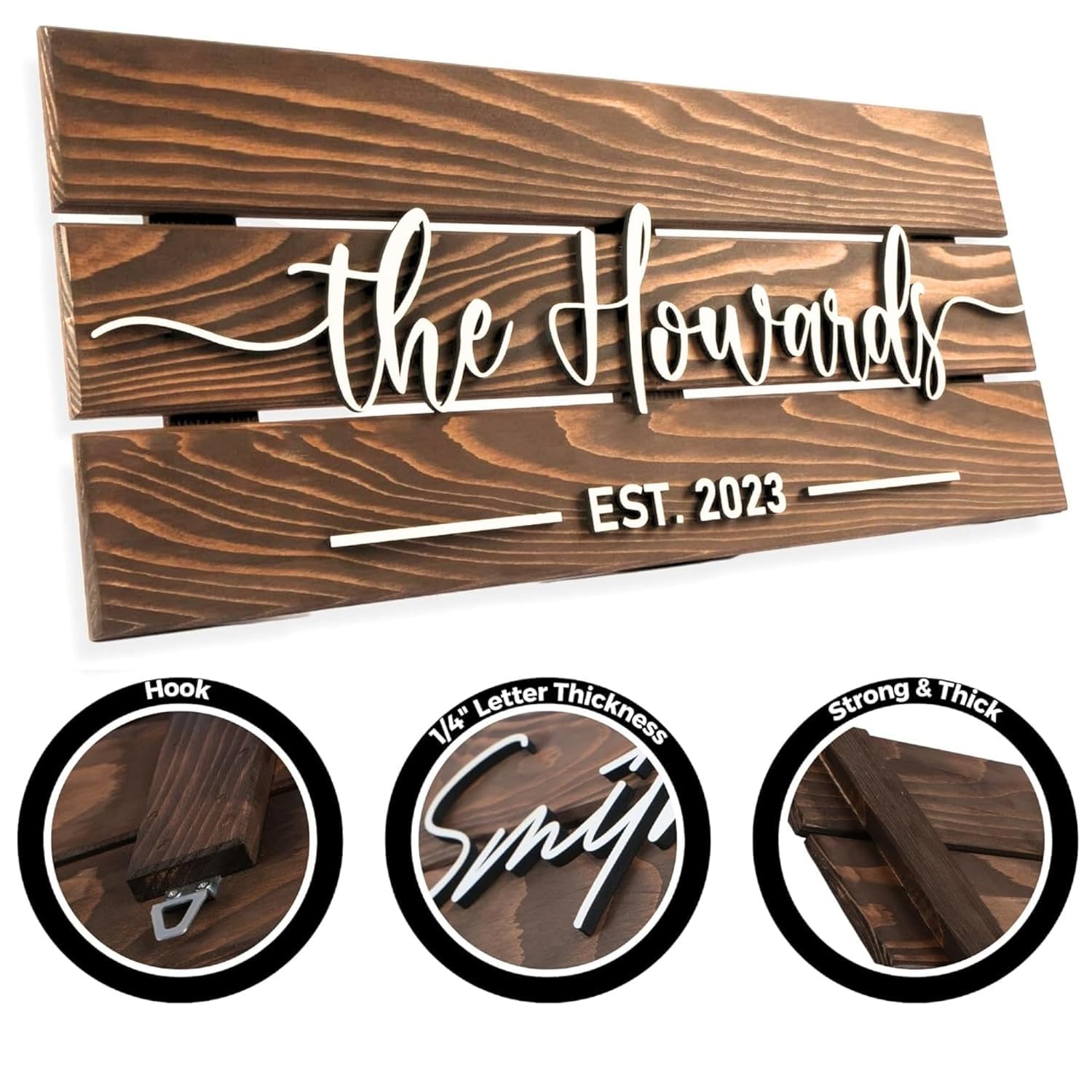 Custom Wood Family Name Sign - Established Date Plaque | Aydan's Unique Finds
