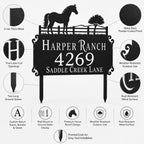 Horse Ranch Metal Address Sign