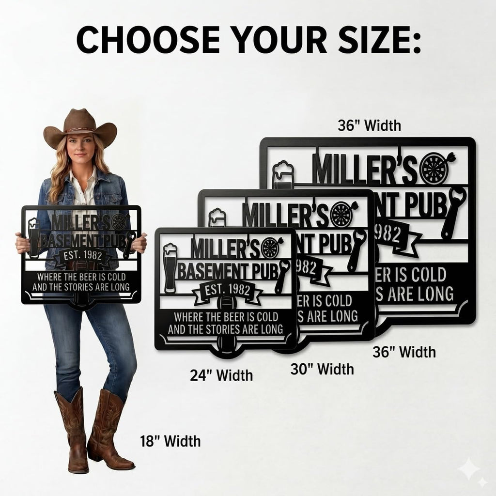 Customizable Metal Bar Sign - Powder-Coated Wall Art