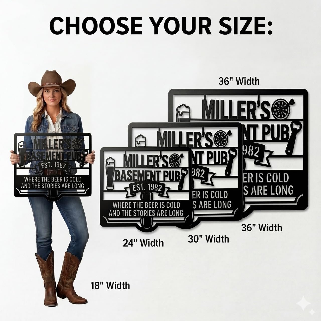 Customizable Metal Bar Sign - Powder-Coated Wall Art