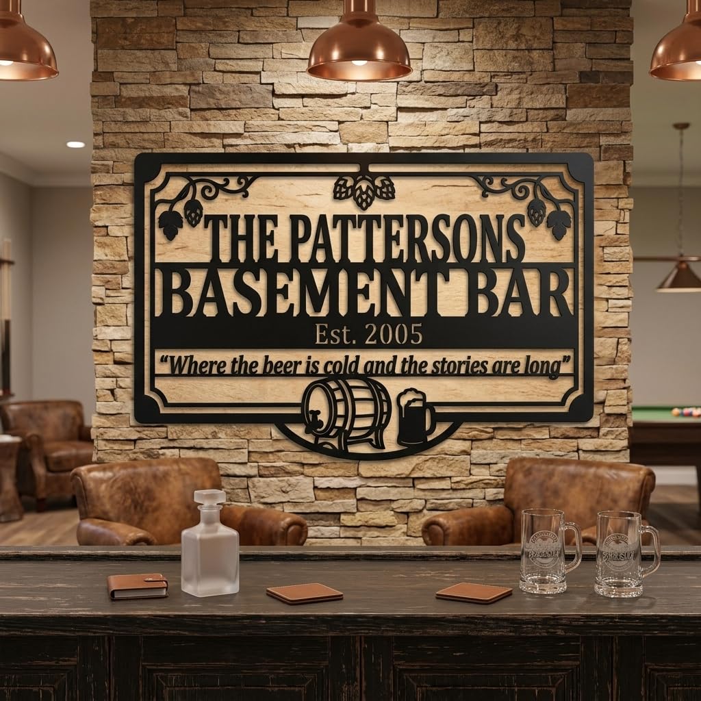 Customizable Metal Bar Sign - Powder-Coated Wall Art