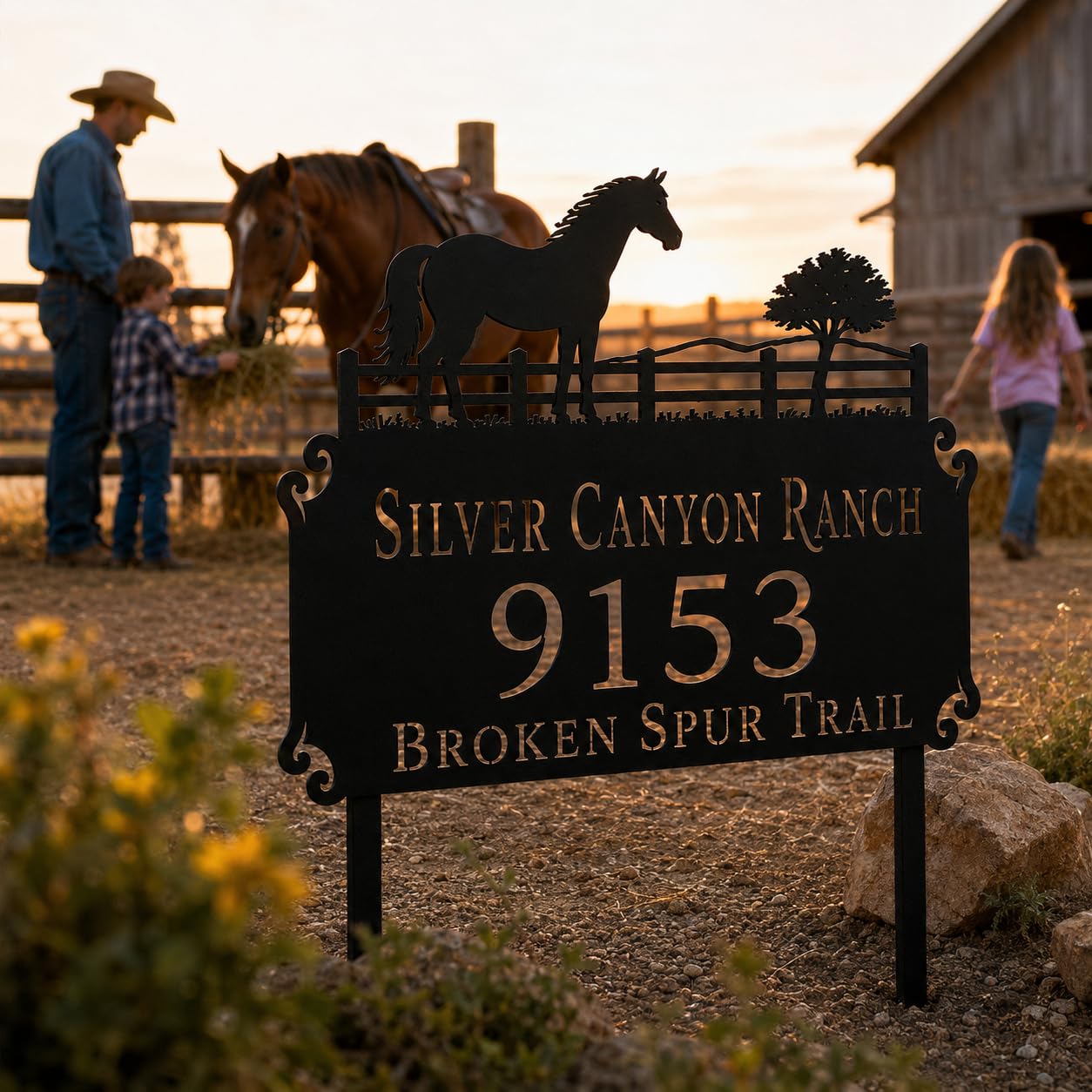 Horse Ranch Metal Address Sign