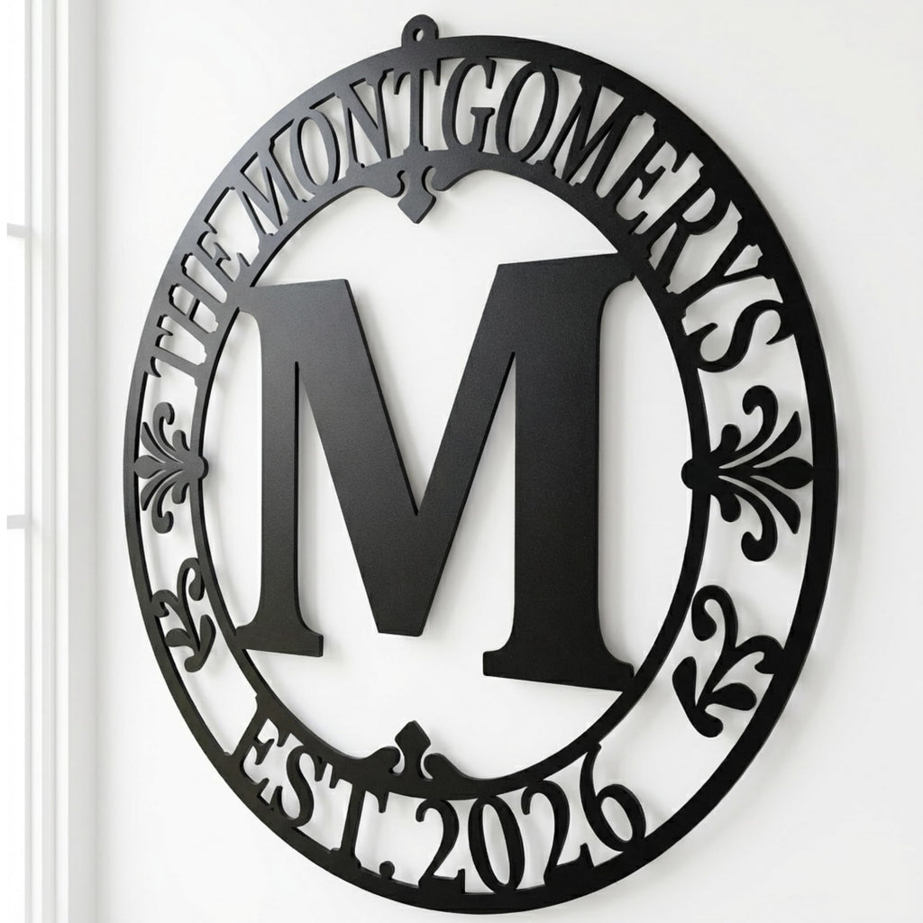 Custom Metal Monogram Family Name Sign - Modern Wall Art | Aydan's Unique Finds