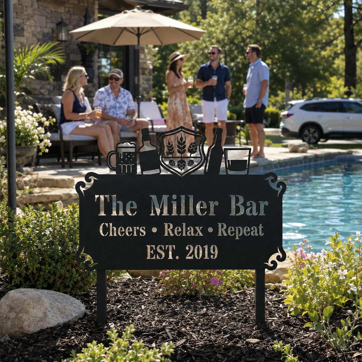 Home Bar Metal Address Sign