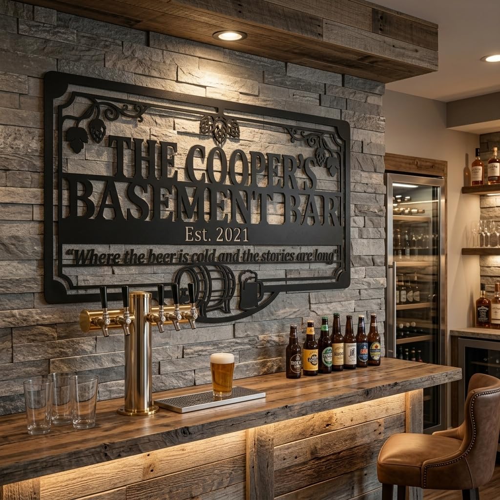 Customizable Metal Bar Sign - Powder-Coated Wall Art