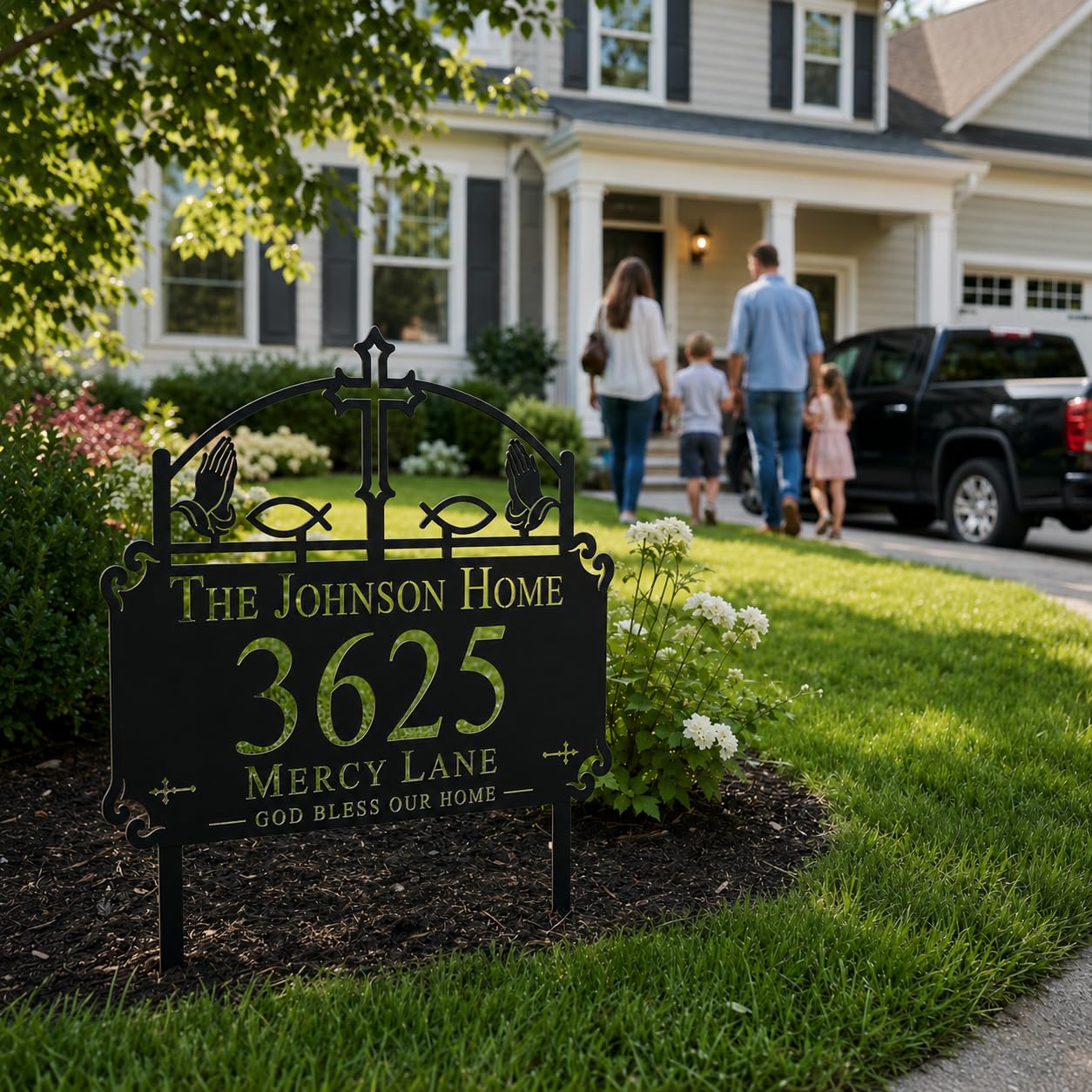 Blessed Home Metal Address Sign