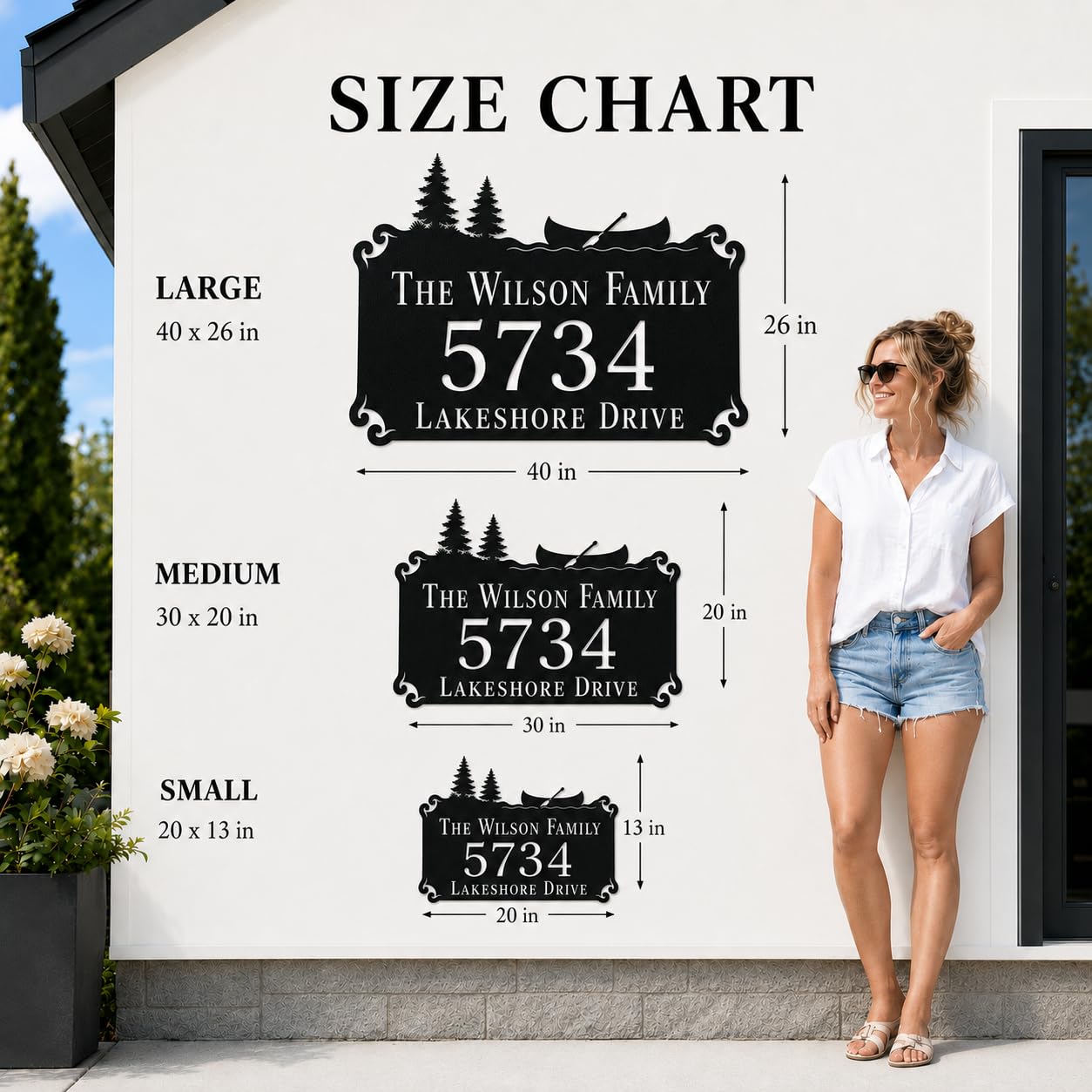 Lake House Metal Address Sign