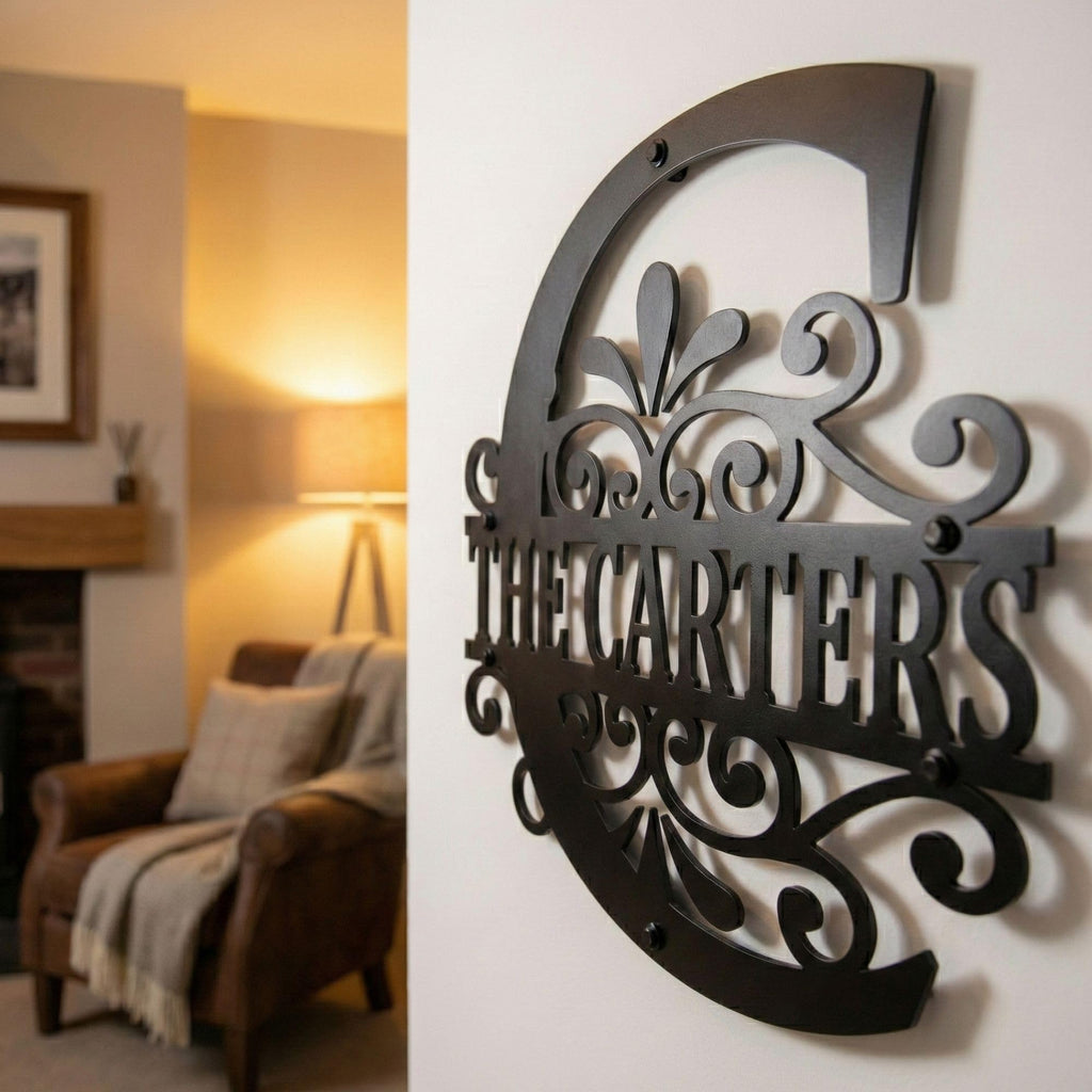 Custom Metal Monogram Family Name Sign - Modern Wall Art | Aydan's Unique Finds
