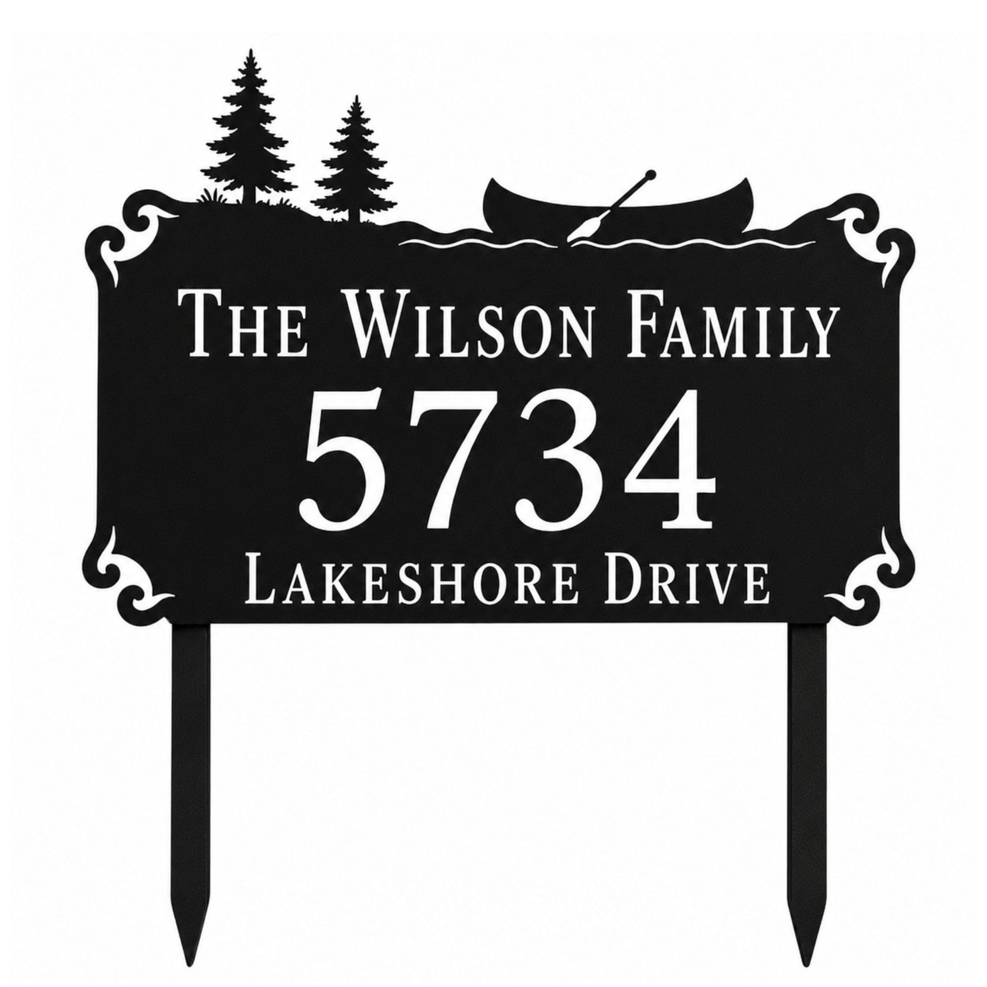 Lake House Metal Address Sign