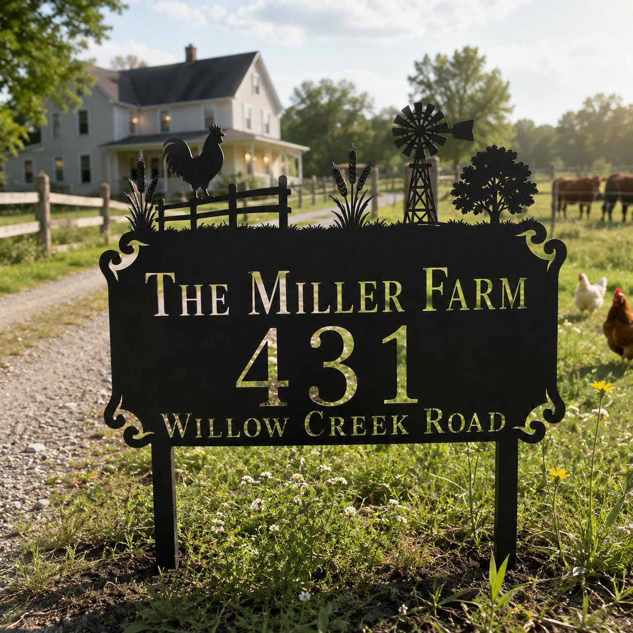 Farmhouse Metal Address Sign