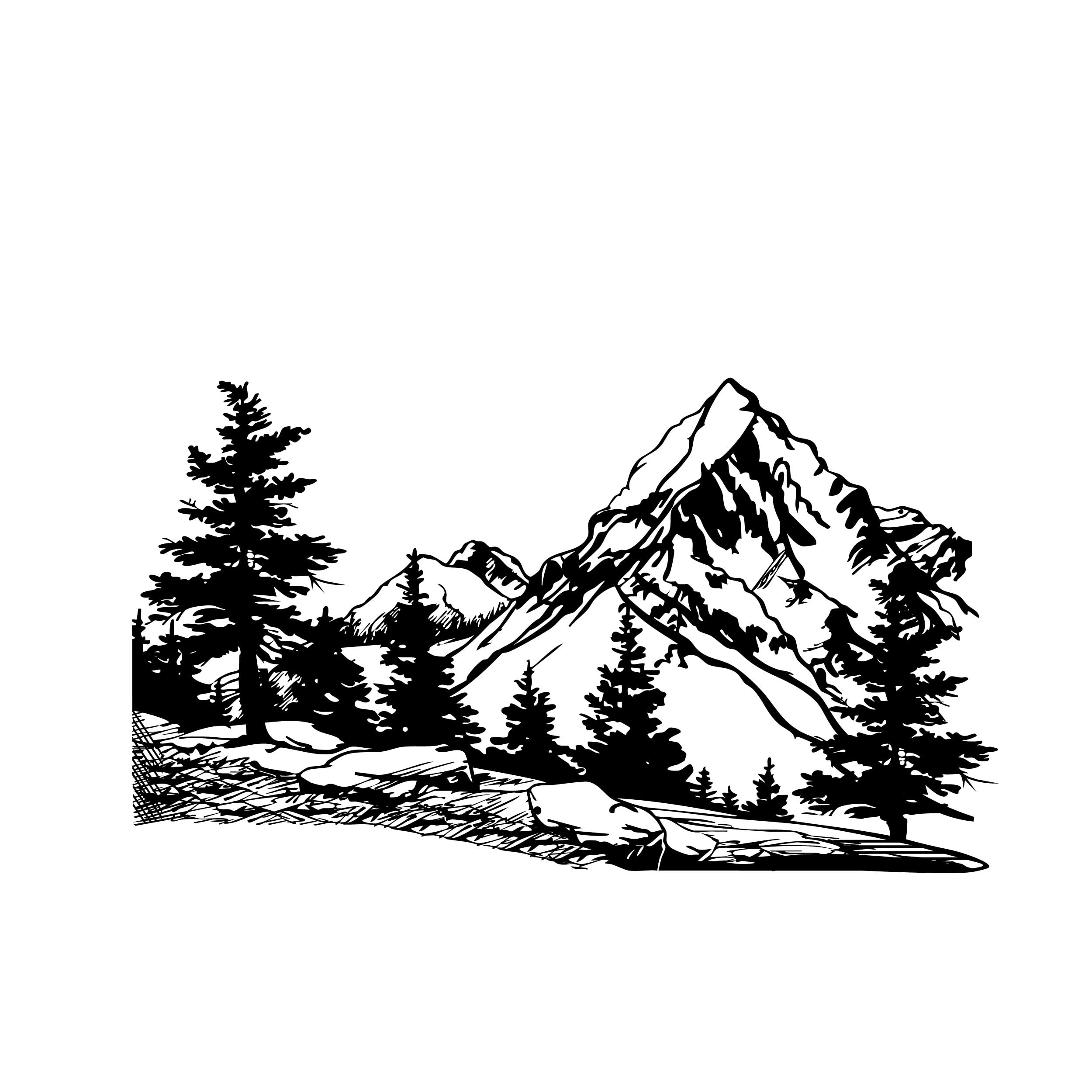 Nature Landscape Metal Wall Art - Mountain & Tree Decor