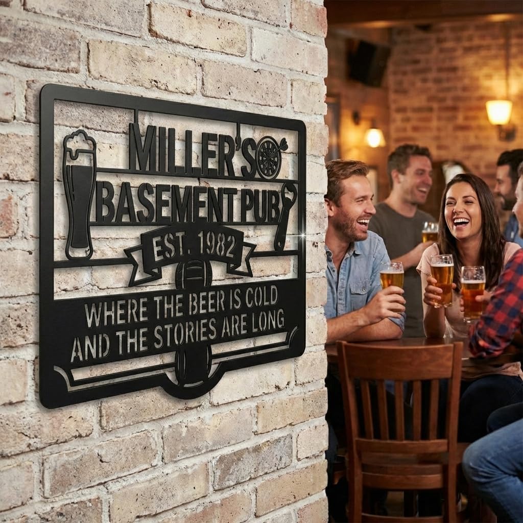 Customizable Metal Bar Sign - Powder-Coated Wall Art