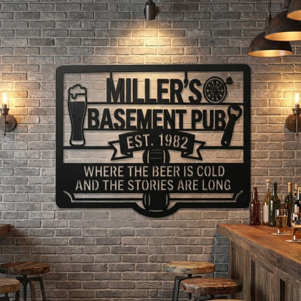 Customizable Metal Bar Sign - Powder-Coated Wall Art