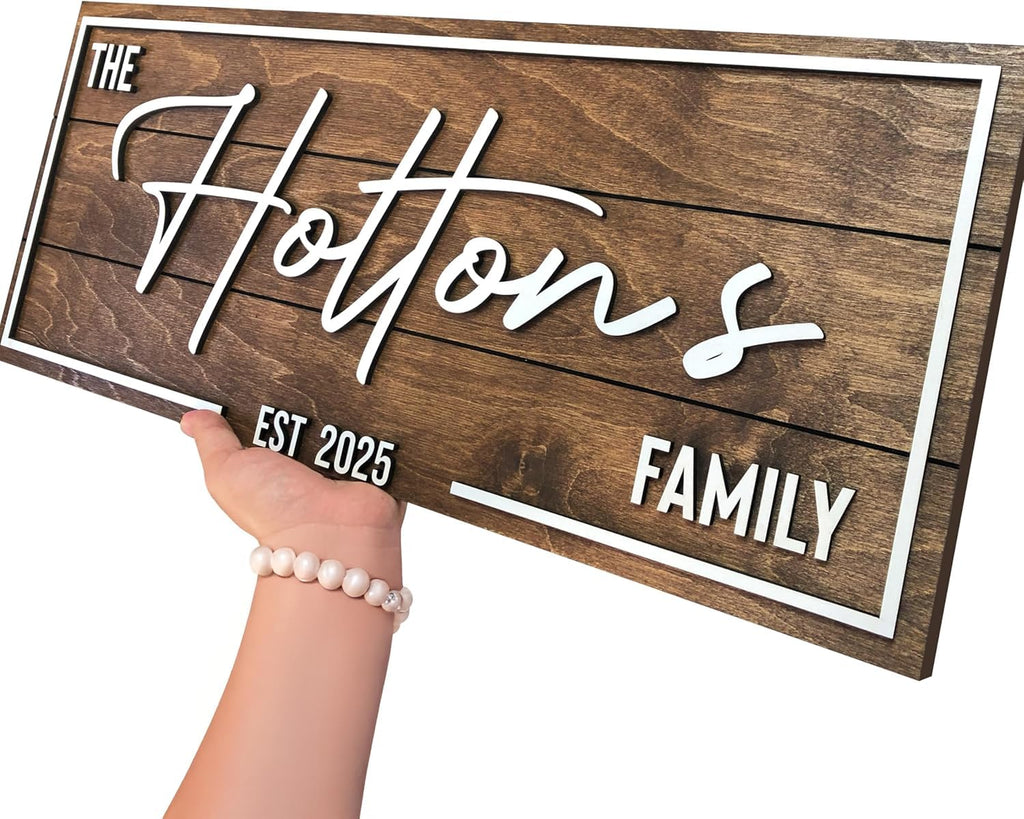 Personalized Family Name Sign - Art Deco Wood Wall Decor | Aydan's Unique Finds