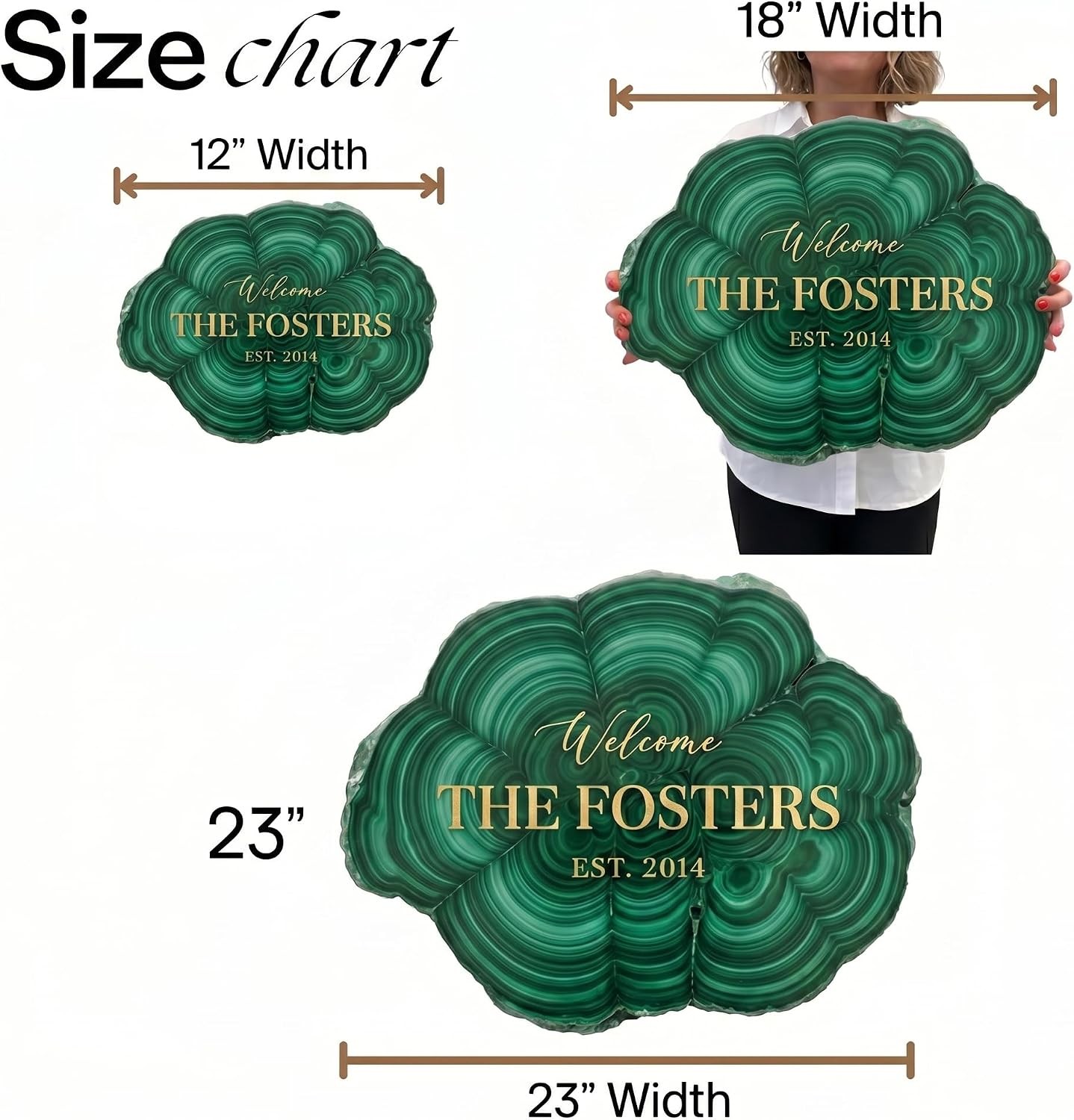 Custom Family Name Sign with Faux Emerald on Acrylic Glass