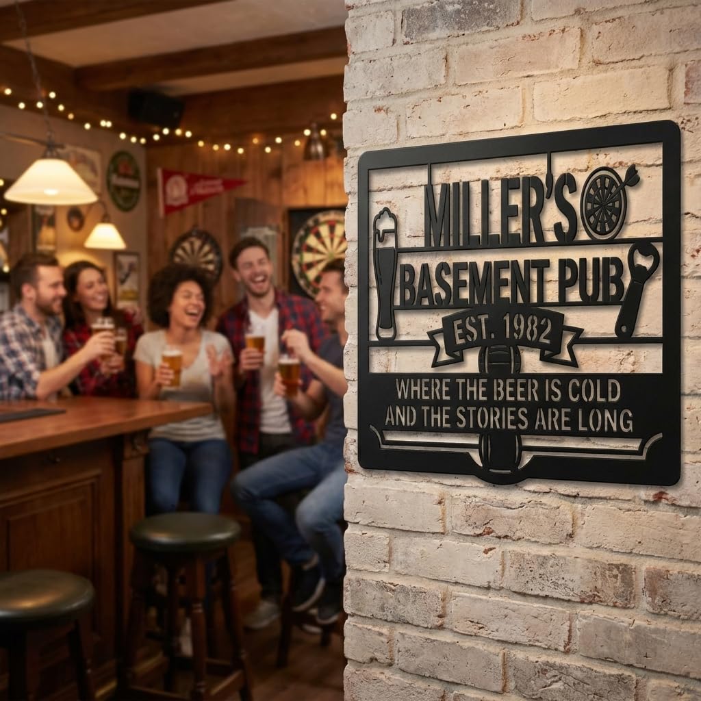 Customizable Metal Bar Sign - Powder-Coated Wall Art