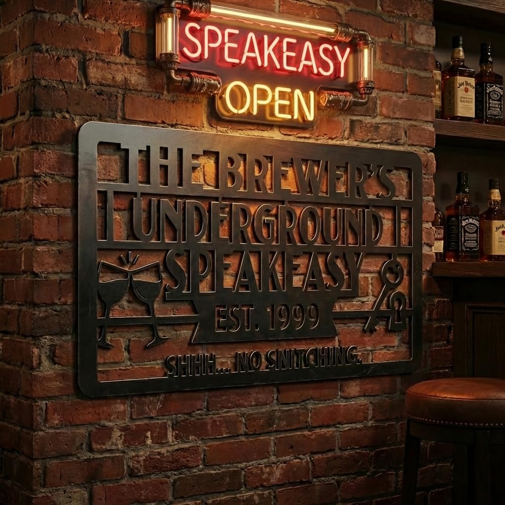 Customizable Metal Bar Sign - Powder-Coated Wall Art